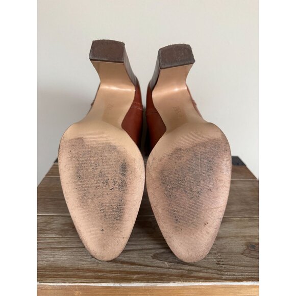 ZARA Brown Genuine Leather Pointy Toe Western Stitch Knee High Boots Size 9 - Picture 13 of 14